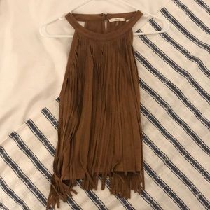 sopranos suede brown fringe tank